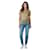 Prada Gold Metallic Kurzarm Gewebter Transparenter Strickpullover Golden  - Ansicht 6
