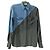 Camicia in seta blu e nera Fendi Nero