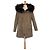 Parka caqui con capucha de piel The Kooples