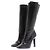 Saint Laurent Botas altas de couro preto com detalhes em ouro