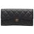 Cartera Clásica Larga de Caviar Matelassé Chanel Negro Burdeos