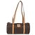 Céline Bolso de mano de lona Macadam CELINE en cuero PVC marrón dorado Auth 171455V Castaño - vista 2