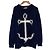 Autre Marque Strickpullover mit Anker-Motiv N°21 Blau Marineblau