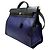 Hermès Bolsa Erbag Celie Berlin em tecido revestido azul ecru preto - vista 3