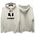 Isabel Marant MILEY Velours Logo Hoodie Ecru Weiß