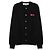 Comme Des Garcons Schwarze Strickjacke mit Doppelherz-Patch
