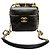 Chanel Custodia cosmetica in metallo dorato con logo CC, borsa a catena piccola: Nero