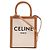Céline Mini Borsa Cabas in Tela Triomphe e Pelle di Vitello Bianco