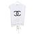 Chanel Camiseta de algodón con logo CC recortado de manga corta Multicolor