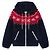 Céline Giacca con cappuccio in pile Fair Isle Triomphe Blu Navy Rosso