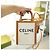 Céline Vertikale Canvas Cabas Tasche Weiß Braun Leder - Ansicht 13