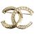 Chanel Spilla Logo in Cristallo Testurizzato Dorato D'oro