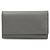 Prada Gray Saffiano Leather Silver Plated Key Case Brown
