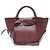 Big Bag Céline Gran Bolsa de Piel de Ternera Granulada Vino con Correa Larga Pequeña Roja