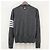 Thom Browne Cardigan aus Merinowolle in Mittelgrau mit diagonalen Armleisten Braun - Ansicht 2