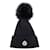 Strickmütze mit Pom Pom und Moncler-Logo-Patch Schwarz
