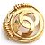 Chanel Spilla Rotonda Logo CC Placcata Oro Vintage Giallo - vista 3