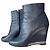 Stivaletti con zeppa in pelle blu navy Chanel Blu scuro
