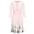 Vestido de chiffon de seda transparente Prada com chamas até o joelho Rosa