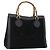 Bamboo Bolsa de Mão em Bambu GUCCI Camurça Preta Dourada 002 1096 0260 Auth 172841 Preto Dourado