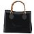 Bamboo Bolsa de Mão em Bambu GUCCI Camurça Preta Dourada 002 1096 0260 Auth 172841 Preto Dourado - vista 3