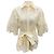 Camisa bordada de algodón blanco roto Elie Saab Beige