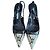 Luciano Padovan Black leather and python slingback pumps