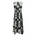Vestido midi sin mangas de algodón estampado floral negro / blanco / gris de Lela Rose