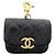 Portachiavi in pelle nera Chanel Nero