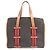 Borsa tote in tela a righe Camoil con logo Hermès Marrone Rosso - vista 2
