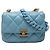 Chanel Mini Blau aus Lammleder mit Lackkette Hellblau