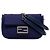 Fendi Blaue Zucca Prägung Technisches Gewebe Ketten Midi Baguette Dunkelblau