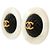 ORECCHINI VINTAGE CHANEL PUCE ROTONDI LOGO CC 1960 1965 PERLA D'oro - vista 2