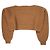 Autre Marque CLANE BOAT NECK SHORT KNIT TOPS Wool Nylon Knit Top Brown Camel