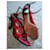 Sandales à talons en velours rouge Yves Saint Laurent  - vue 2