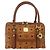MCM Vicetos Mini Logogram Boston Bag in pelle PVC marrone e oro Auth ki6516 D'oro - vista 13