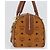 MCM Vicetos Mini Logogram Boston Bag in pelle PVC marrone e oro Auth ki6516 D'oro - vista 3