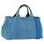 PRADA Canapa M Borsa a mano in tela 2 in 1 Blu Oro Auth ARZ233 D'oro