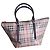 Borsa tote Burberry Check in pelle beige Marrone Nero Bianco Rosso