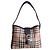 Borsa a spalla Burberry in tela Haymarket Nero Beige