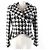 Timeless Chanel COCO Mark Button Tweed Wool Blend Jacket Black White