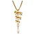 Collana in metallo con perle finte dorate e leone Coco Mark di Chanel D'oro