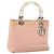 Christian Dior Borsa Lady Dior in nylon rosa argento Auth 173001