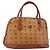 MCM Vicetos Logogram Borsa a Mano PVC Pelle Marrone Oro Auth gh1798 D'oro