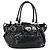 Borsa a mano Gancini in pelle verniciata nera e argento Auth BA11053 di Salvatore Ferragamo