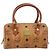 Borsa Boston Mini Vicetos Logogram MCM in PVC Marrone Oro Auth gh1736 D'oro - vista 13