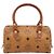 Borsa Boston Mini Vicetos Logogram MCM in PVC Marrone Oro Auth gh1736 D'oro - vista 2