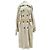 Autre Marque Trench coat de couro camurça e pele Bege