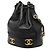 Borsa a secchiello con coulisse in caviar nero Triple CC di Chanel - vista 2
