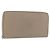 Céline CELINE Langer Geldbeutel Leder Beige Silber Auth am10868